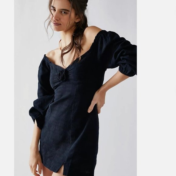 NWOT Free People Black Put A Rose On It Mini Dress - Picture 1 of 8